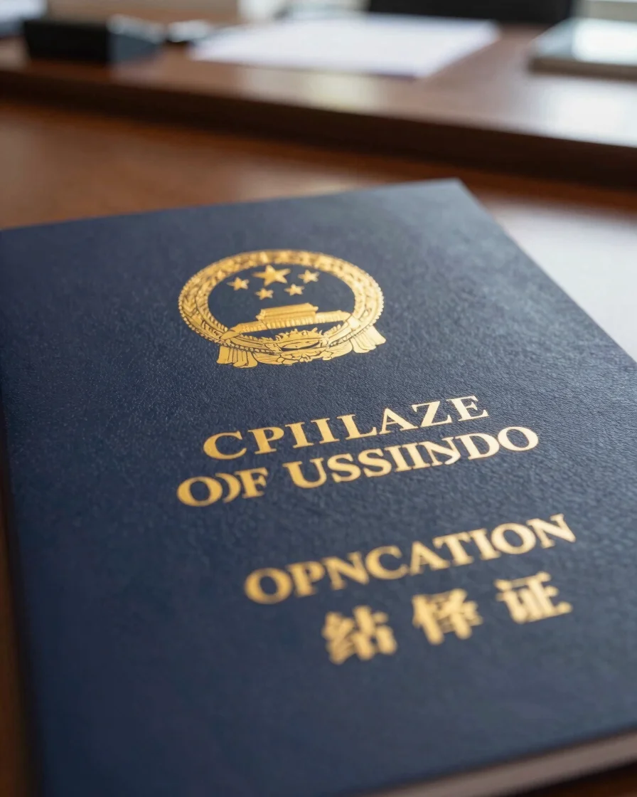 Detailed close-up of official diplomatic accreditation documents